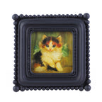 SIKOO Vintage Beaded Mini Picture Frame with Cat Artwork