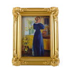 SIKOO Ornate Shell-Carved Vintage Picture Frame with Antique Oil Painting