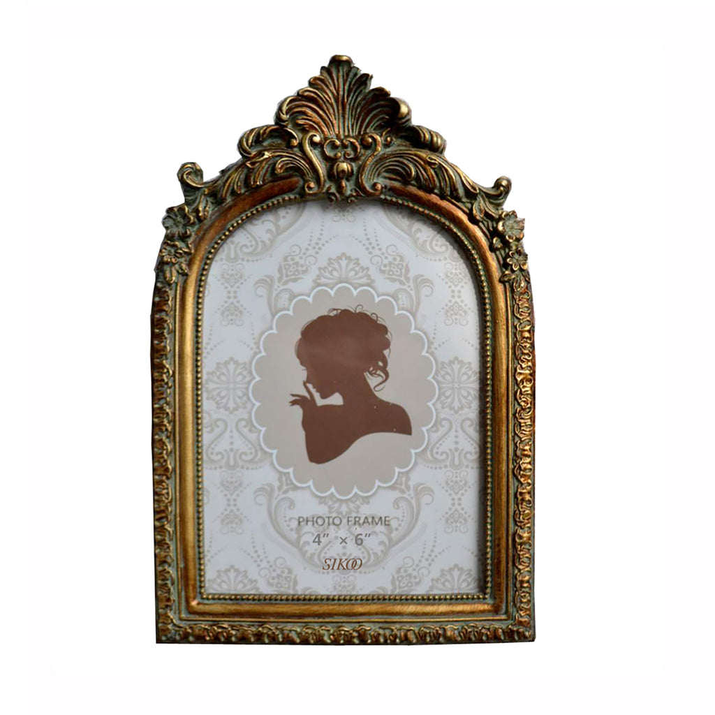 SIKOO Antique Distressed Ornate Floral Arch Picture Frame