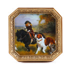 SIKOO Vintage Floral-Carved Octagon Frame with Old Architectural oil painting