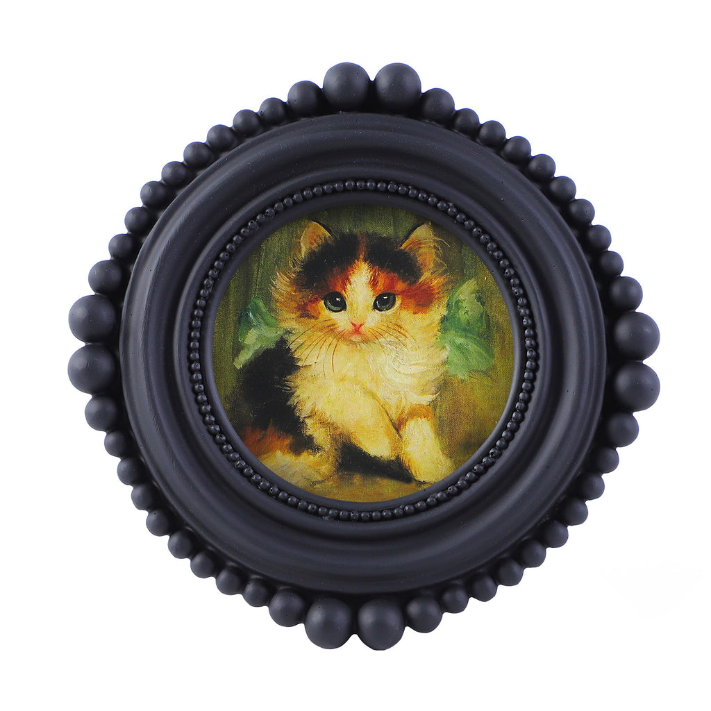 SIKOO Vintage Beaded Mini Picture Frame with Cat Artwork