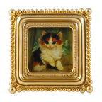 SIKOO Vintage Beaded Mini Picture Frame with Cat Artwork