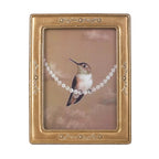 SIKOO Vintage Leaf Scroll-Carved Picture Frame with Hummingbird Art Print