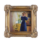 SIKOO Ornate Shell-Carved Vintage Picture Frame with Antique Oil Painting