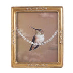 SIKOO Vintage Leaf Scroll-Carved Picture Frame with Hummingbird Art Print