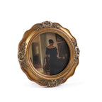 SIKOO Vintage Wavy Oval Floral-Carved Frame with Cello Lady Oil Painting Print