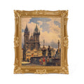 SIKOO Ornate Baroque Scroll-Carved Vintage Frame with Castle Oil Painting