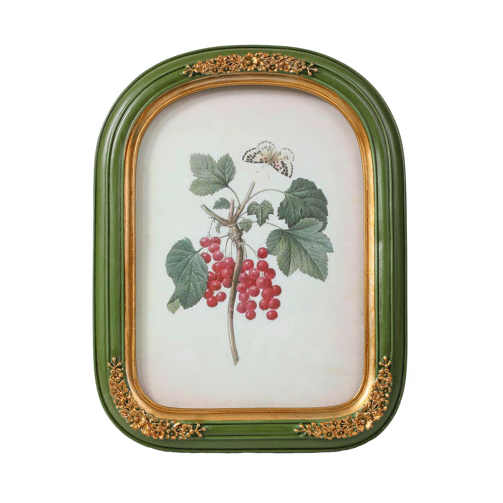 SIKOO Vintage Floral-Carved Arched Frame with Oil Painting