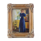 SIKOO Ornate Shell-Carved Vintage Picture Frame with Antique Oil Painting