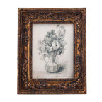 SIKOO Vintage Round Grape Leaf-Carved  Frame with Antique Floral Sketch Art