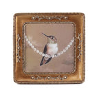 SIKOO Vintage Leaf Scroll-Carved Picture Frame with Hummingbird Art Print