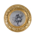 SIKOO Vintage Round Grape Leaf-Carved  Frame with Antique Floral Sketch Art