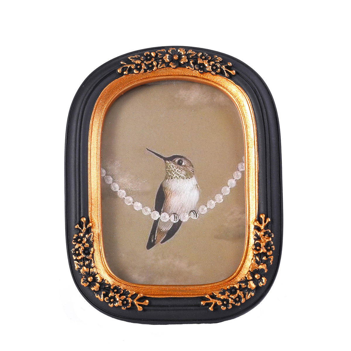 SIKOO Vintage Floral-Carved Arched Frame with Oil Painting