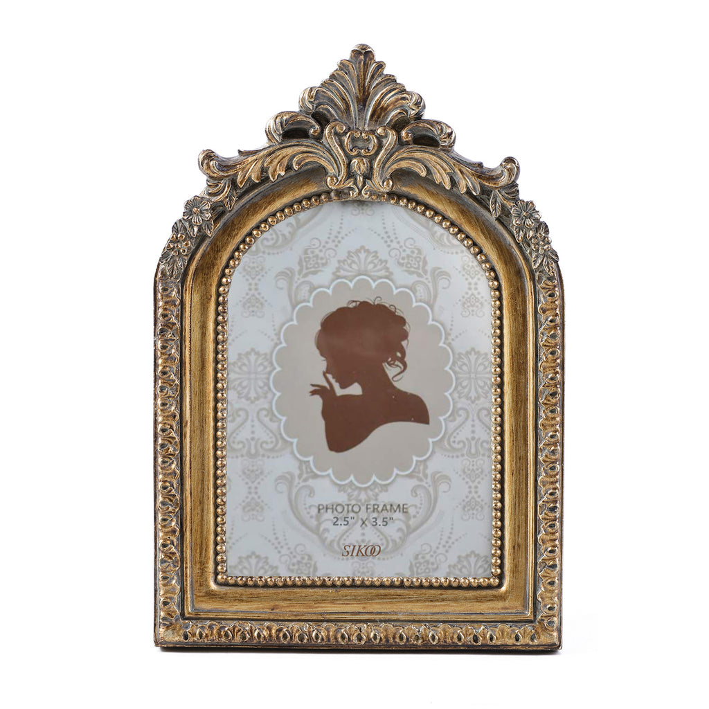 SIKOO Antique Distressed Ornate Floral Arch Picture Frame