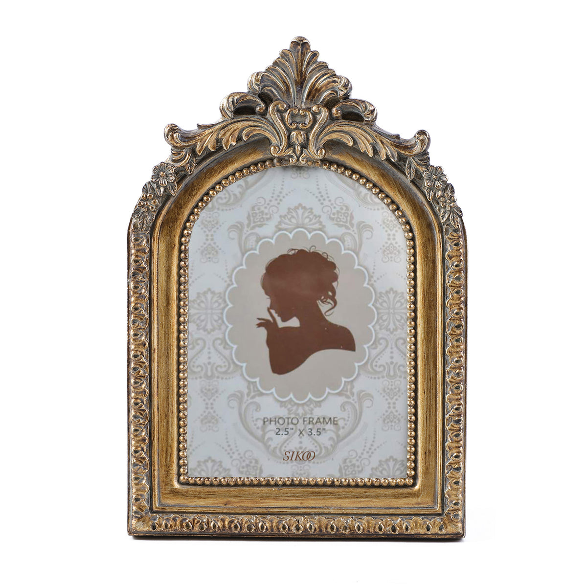 SIKOO Antique Distressed Ornate Floral Arch Picture Frame