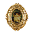 SIKOO Vintage Beaded Mini Picture Frame with Cat Artwork