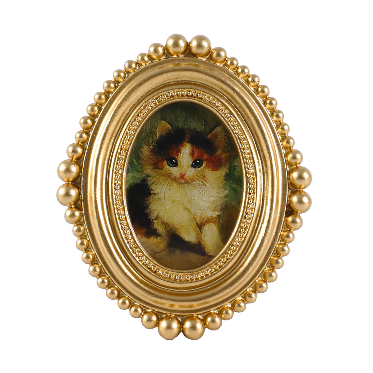 SIKOO Vintage Beaded Mini Picture Frame with Cat Artwork