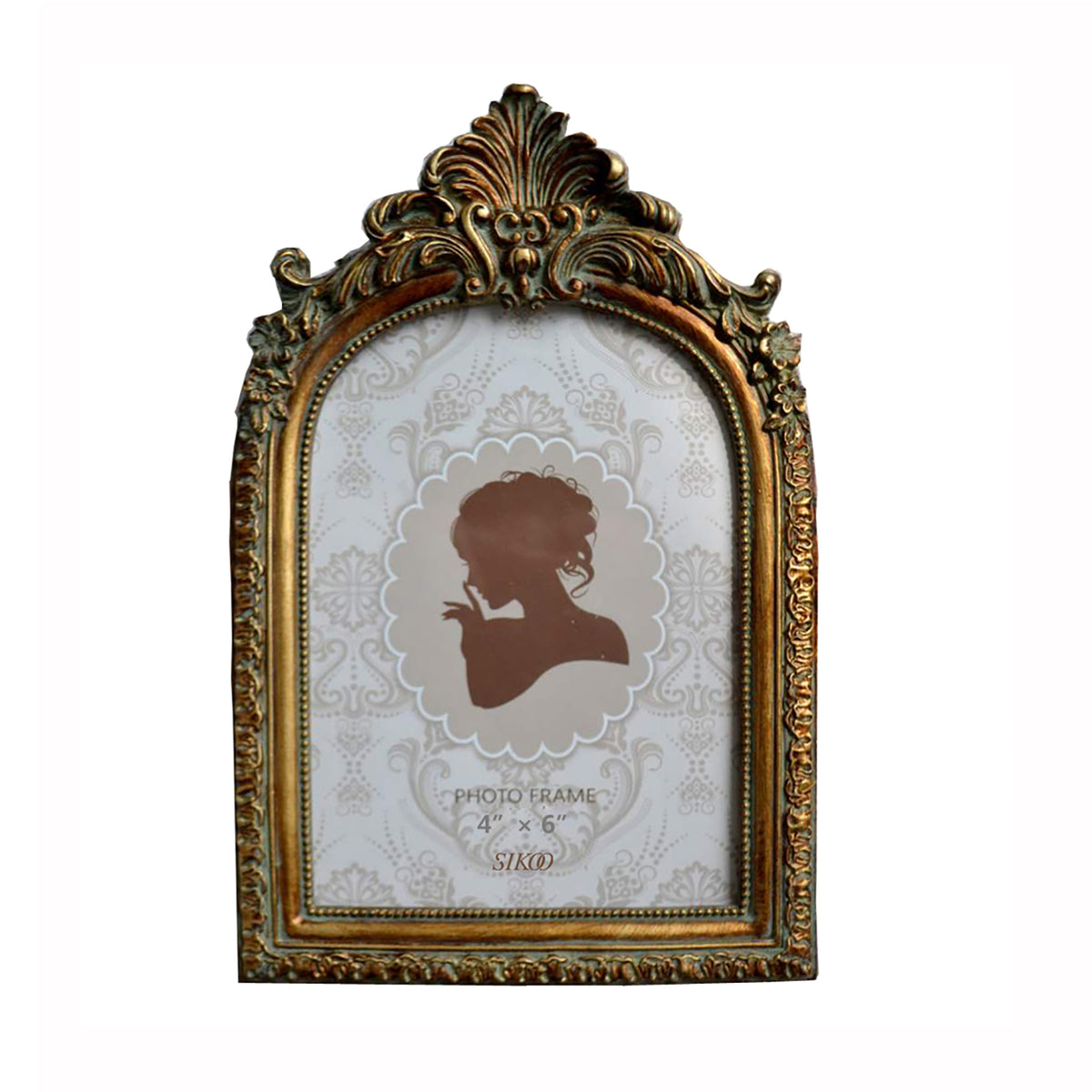 SIKOO Antique Distressed Ornate Floral Arch Picture Frame