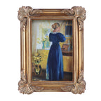 SIKOO Ornate Shell-Carved Vintage Picture Frame with Antique Oil Painting