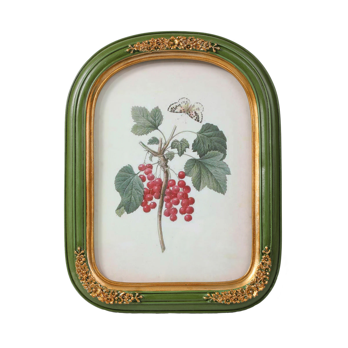 SIKOO Vintage Floral-Carved Arched Frame with Oil Painting