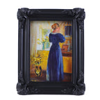 SIKOO Ornate Shell-Carved Vintage Picture Frame with Antique Oil Painting