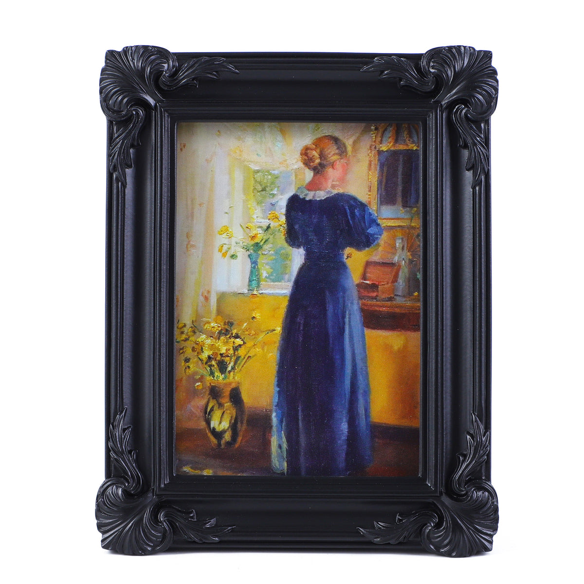 SIKOO Ornate Shell-Carved Vintage Picture Frame with Antique Oil Painting