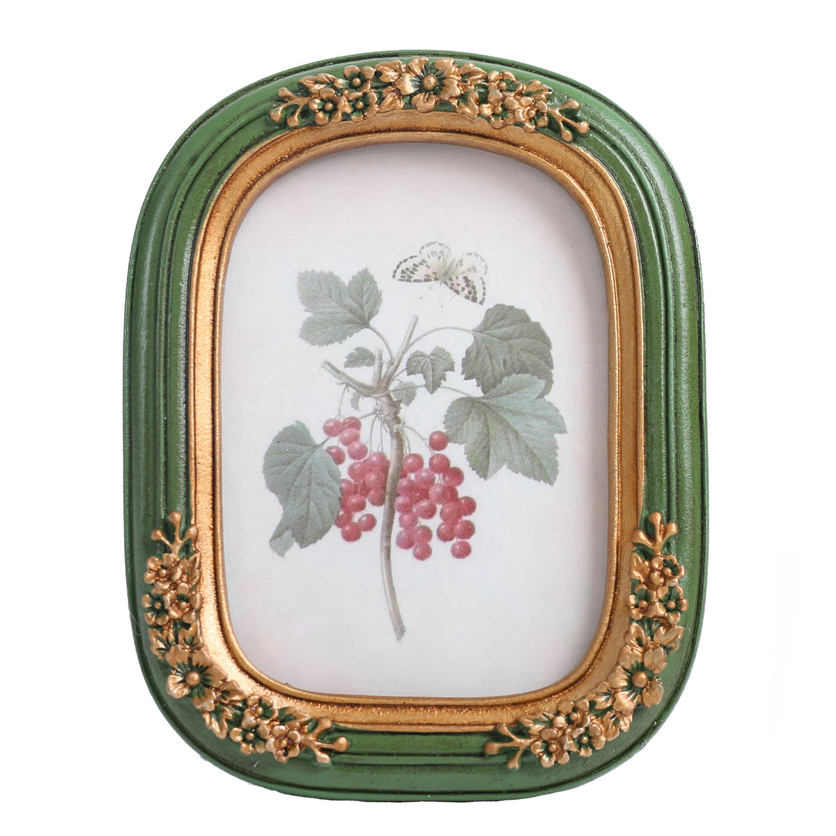SIKOO Vintage Floral-Carved Arched Frame with Oil Painting