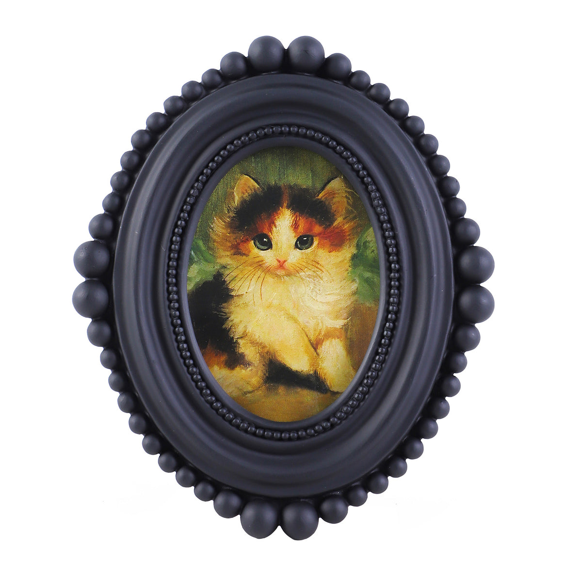 SIKOO Vintage Beaded Mini Picture Frame with Cat Artwork