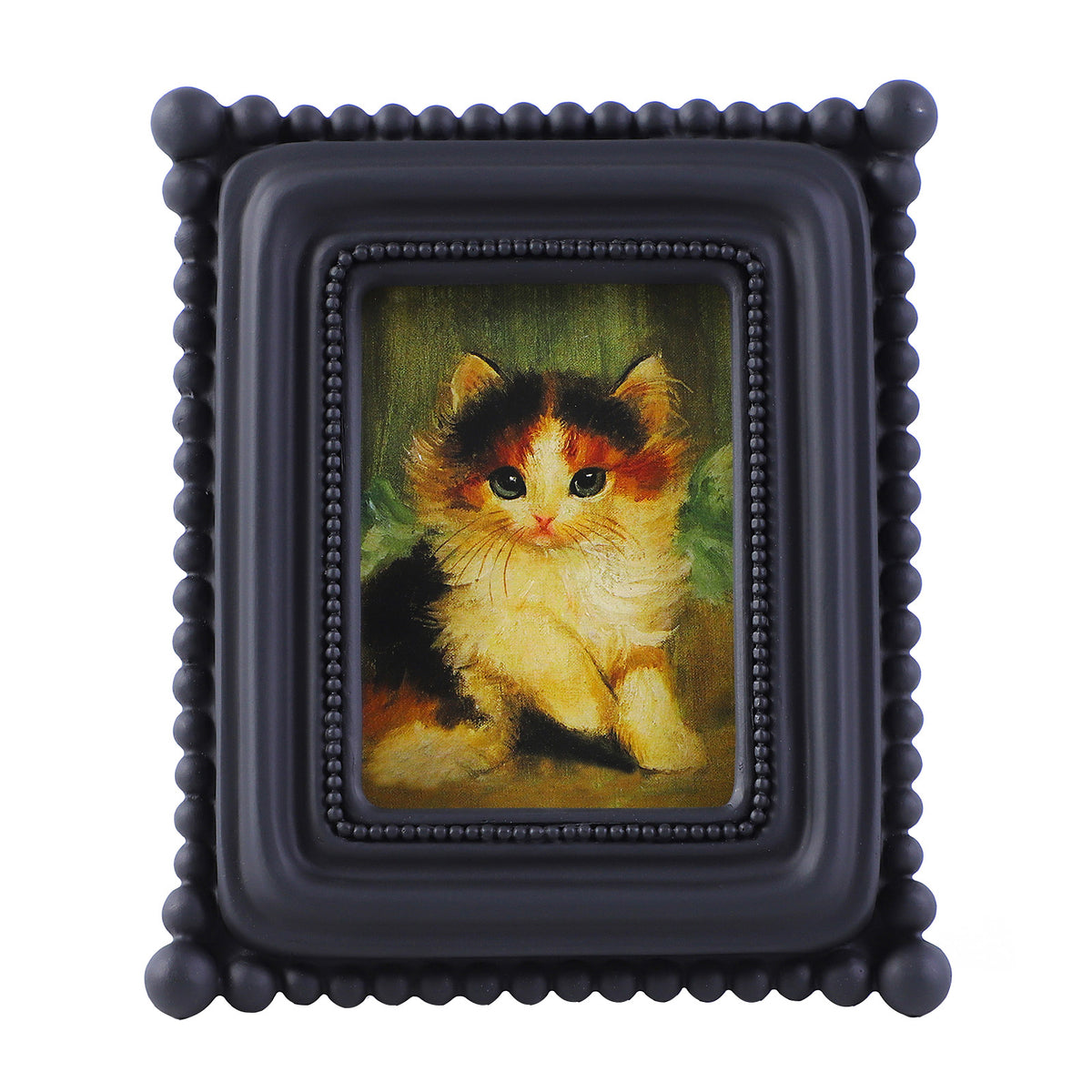 SIKOO Vintage Beaded Mini Picture Frame with Cat Artwork