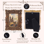 SIKOO Ornate Baroque Scroll-Carved Vintage Frame with Castle Oil Painting