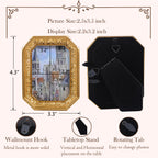 SIKOO Vintage Floral-Carved Octagon Frame with Old Architectural oil painting