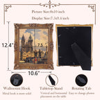 SIKOO Ornate Baroque Scroll-Carved Vintage Frame with Castle Oil Painting