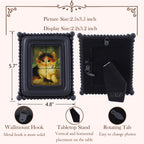 SIKOO Vintage Beaded Mini Picture Frame with Cat Artwork