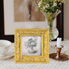 SIKOO Vintage Round Grape Leaf-Carved  Frame with Antique Floral Sketch Art
