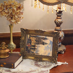 SIKOO Ornate Baroque Scroll-Carved Vintage Frame with Castle Oil Painting
