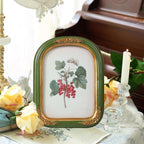 SIKOO Vintage Floral-Carved Arched Frame with Oil Painting
