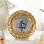 SIKOO Vintage Round Grape Leaf-Carved  Frame with Antique Floral Sketch Art