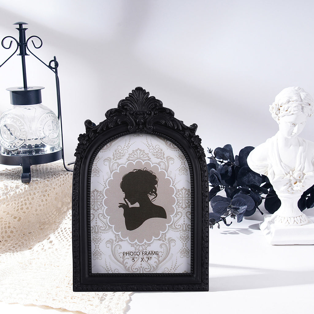 SIKOO Antique Distressed Ornate Floral Arch Picture Frame