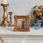 SIKOO Ornate Shell-Carved Vintage Picture Frame with Antique Oil Painting