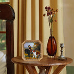 SIKOO Vintage Floral-Carved Octagon Frame with Old Architectural oil painting