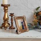 SIKOO Ornate Shell-Carved Vintage Picture Frame with Antique Oil Painting