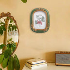 SIKOO Vintage Floral-Carved Arched Frame with Oil Painting