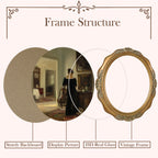 SIKOO Vintage Wavy Oval Floral-Carved Frame with Cello Lady Oil Painting Print