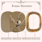 SIKOO Vintage Floral-Carved Arched Frame with Oil Painting