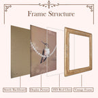 SIKOO Vintage Leaf Scroll-Carved Picture Frame with Hummingbird Art Print