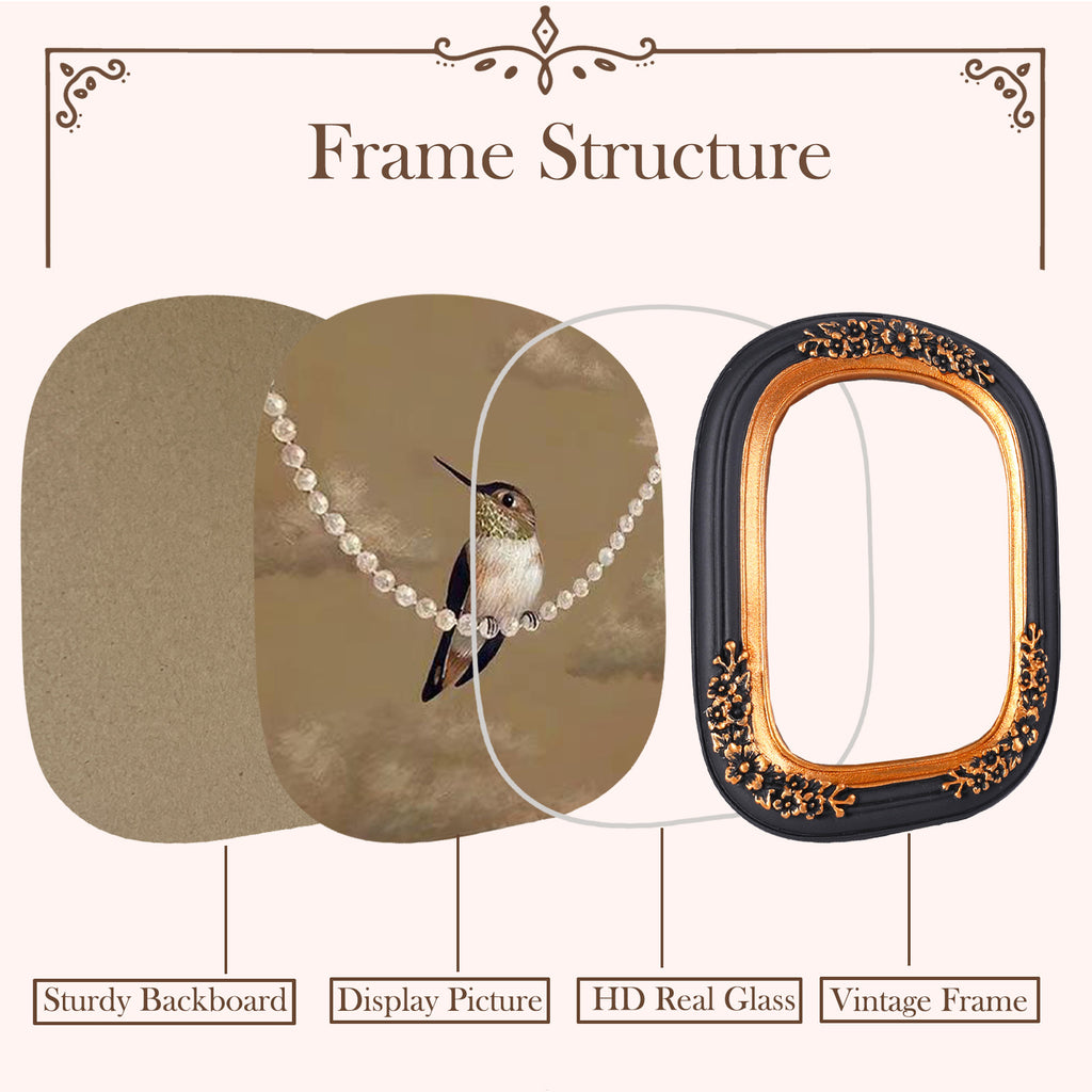 SIKOO Vintage Floral-Carved Arched Frame with Oil Painting