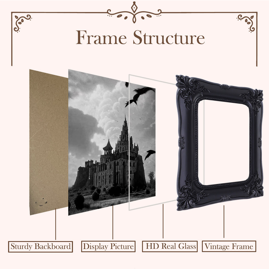 SIKOO Vintage Openwork Acanthus Carving  Frame with Oil Painting