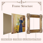 SIKOO Ornate Shell-Carved Vintage Picture Frame with Antique Oil Painting