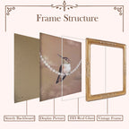 SIKOO Vintage Leaf Scroll-Carved Picture Frame with Hummingbird Art Print