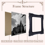 SIKOO Vintage Openwork Acanthus Carving  Frame with Oil Painting